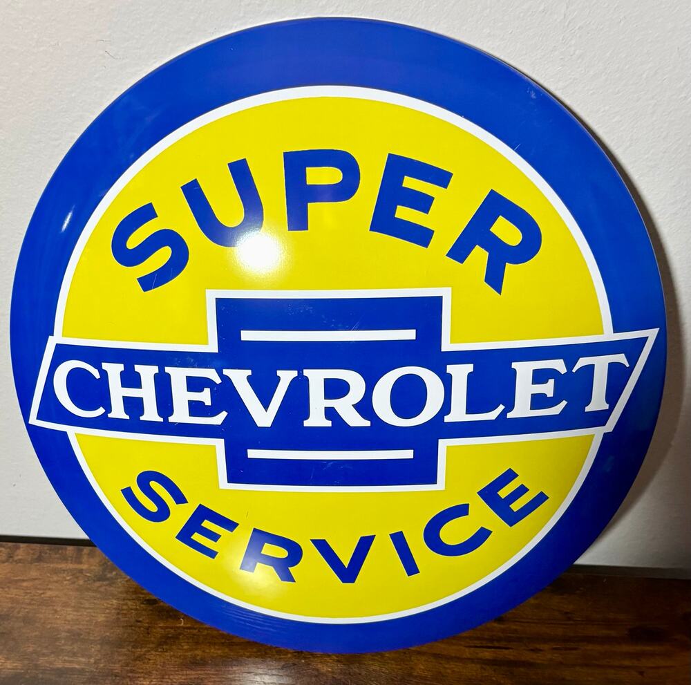 Chevrolet Super Service 16" Licensed Domed Metal Sign - Bar, Man Cave, Garage